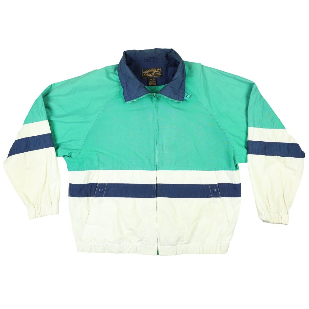 Vintage Eddie Bauer Vintage Color Block Windbreaker Jacket XL Teal White Navy